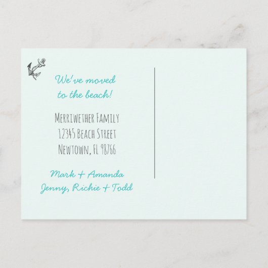 ビーチへ！住所はがきの変更 案内ポストカード (裏面)