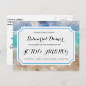 ビーチまたはトロピカルのリハーサル結婚ディナー インビテーションポストカード (正面/裏面)