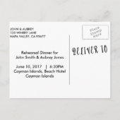 ビーチまたはトロピカルのリハーサル結婚ディナー インビテーションポストカード (裏面)