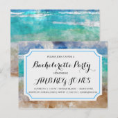 ビーチまたはトロピカルアイランドのブライズパーティ インビテーションポストカード (正面/裏面)
