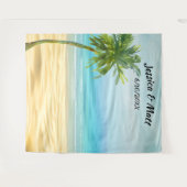 ビーチまたはリゾート地での結婚式 フォトブースの背景 タペストリー (正面(横))