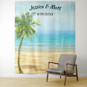 ビーチまたはリゾート地での結婚式 フォトブース背景 タペストリー (インサイチュ)
