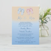 ビーチまたモダンは宛先の結婚ビーチサンダル 招待状 (スタンド正面)