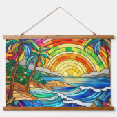 ビーチやヤシ 吊り下げ型タペストリー (正面)