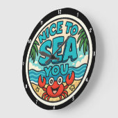 ビーチよくはしゃぐをテーマにした色鮮やか海モチーフ ラージ壁時計 (傾斜)