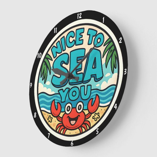 ビーチよくはしゃぐをテーマにした色鮮やか海モチーフ ラージ壁時計 (傾斜)