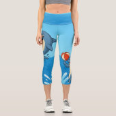 ビーチよくはしゃぐボール付き漫画イルカ カプリレギンス (正面)