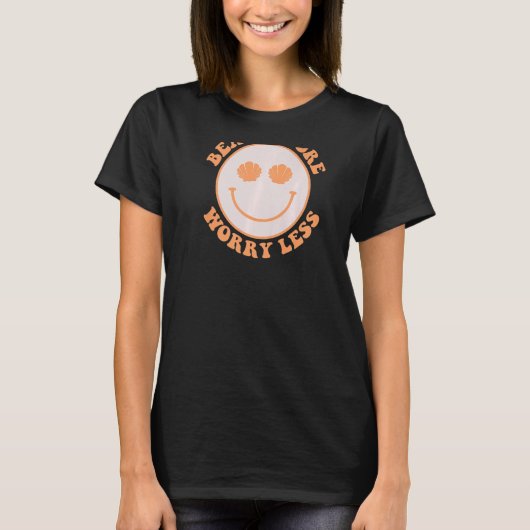 ビーチより少ない心配、美的ビーチ夏の旅行 Tシャツ (正面)