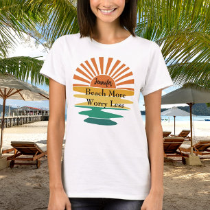 ビーチより心配ない引用文レトロな太陽名 Tシャツ