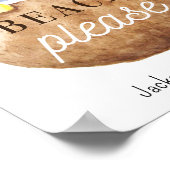 ビーチをお願い引用文ブラウンホワイトイエロー ポスター (角)