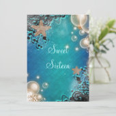 ビーチをテーマにしたウェディングバースデーパーティー 招待状 (スタンド正面)