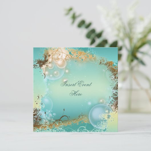 ビーチをテーマにしたウェディング - エレガントなパーティー 招待状 (スタンド正面)