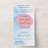 ビーチをテーマにしたウェディング オールインワン招待状 (内側)