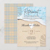 ビーチをテーマにしたオンラインで印刷可能な退職パーティー 招待状 (正面/裏面)