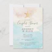 ビーチをテーマにしたカップルのシャワー招待状 招待状 (正面)