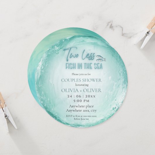 ビーチをテーマにしたカップルシャワー 招待状 (正面/裏面インサイチュ)