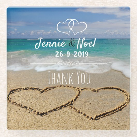 ビーチをテーマにしたガラスコースター ガラスコースター (正面)