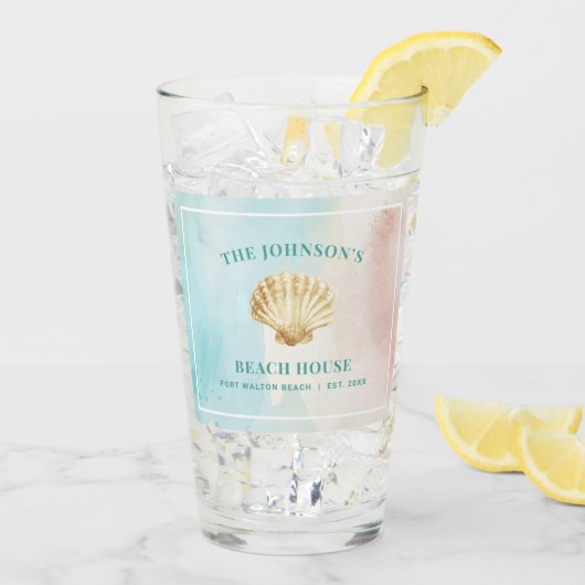 ビーチをテーマにしたガラスタンブラー タンブラーグラス (アイス裏面)