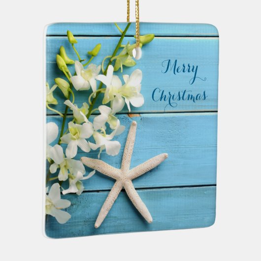 ビーチをテーマにしたクリスマスオーナメントスクエアヒトデ セラミックオーナメント (右)