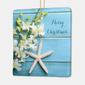 ビーチをテーマにしたクリスマスオーナメントスクエアヒトデ セラミックオーナメント (左)