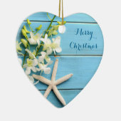 ビーチをテーマにしたクリスマスオーナメントハートヒトデ セラミックオーナメント (右)