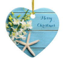 ビーチをテーマにしたクリスマスオーナメントハートヒトデ