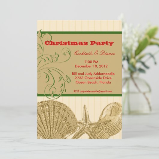 ビーチをテーマにしたクリスマス招待状 招待状 (スタンド正面)