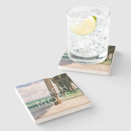 ビーチをテーマにしたコースターと海写真 ストーンコースター (横)