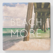 ビーチをテーマにしたコースターと海写真 ストーンコースター (正面)