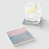 ビーチをテーマにしたコースターと海写真 ストーンコースター (横)