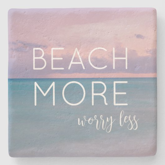 ビーチをテーマにしたコースターと海写真 ストーンコースター (正面)