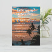 ビーチをテーマにしたサンセットパームツリーズ退職パーティー 招待状 (スタンド正面)