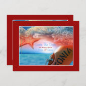 ビーチをテーマにしたトロピカルなクルーズウェディング 案内ポストカード (正面/裏面)