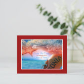 ビーチをテーマにしたトロピカルなクルーズウェディング 案内ポストカード (スタンド正面)