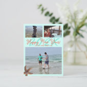 ビーチをテーマにしたハッピーニューイヤー日付フォトポストカード シーズンポストカード (スタンド正面)