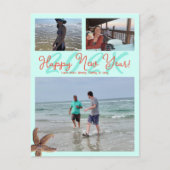 ビーチをテーマにしたハッピーニューイヤー日付フォトポストカード シーズンポストカード (正面)