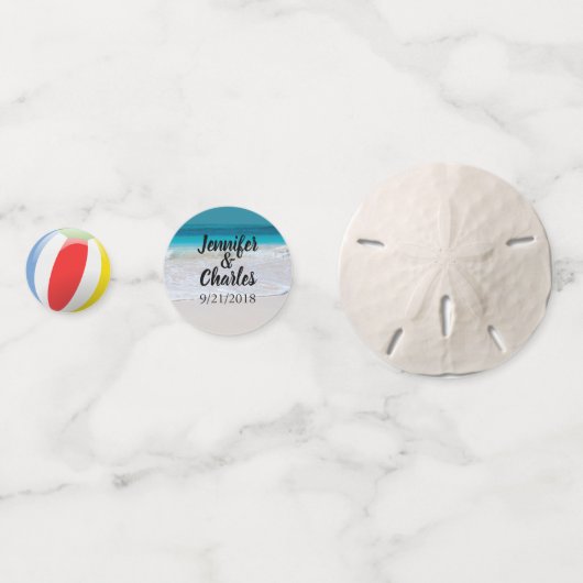 ビーチをテーマにしたパーソナライズされた紙吹雪 コンフェッティ (正面)