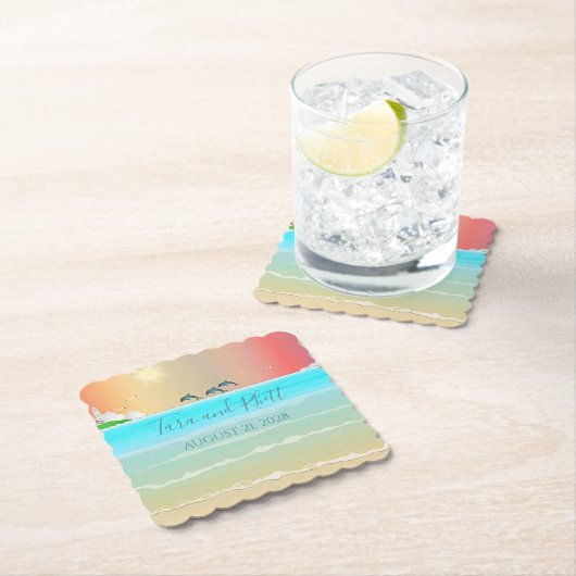 ビーチをテーマにしたパーソナライズされた飲み物用コースターイルカ ペーパーコースター (インサイチュ)
