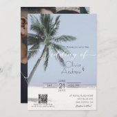 ビーチをテーマにしたパームツリー結婚式招待状テンプレート 招待状 (正面/裏面)