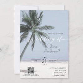 ビーチをテーマにしたパームツリー結婚式招待状テンプレート 招待状