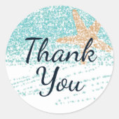 ビーチをテーマにしたヒトデありがとうステッカー ラウンドシール (正面)