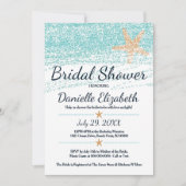 ビーチをテーマにしたヒトデのブライダルシャワーへの招待 招待状 (正面)