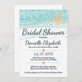 ビーチをテーマにしたヒトデのブライダルシャワーへの招待 招待状 (正面/裏面)