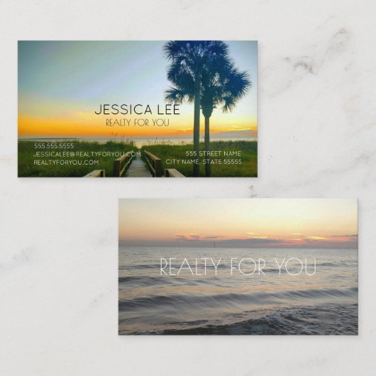 ビーチをテーマにしたビ気にジネス 名刺 (正面/裏面)