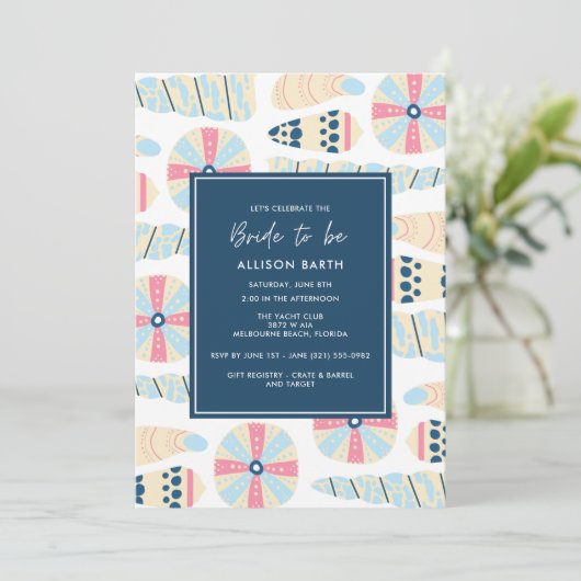 ビーチをテーマにしたブライダルシャワーパーティー 招待状 (スタンド正面)