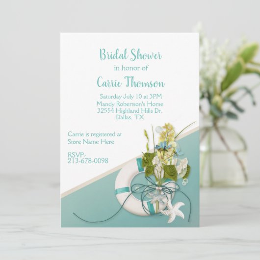 ビーチをテーマにしたブライダルシャワー 招待状 (スタンド正面)