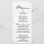 ビーチをテーマにしたメニュ結婚ーカード – のメニュー – Starfish メニュー (正面/裏面)