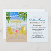 ビーチをテーマにしたリタイアラウンジチェア招待状 招待状 (正面/裏面)