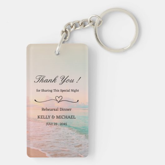 ビーチをテーマにしたリハーサルディナーの贈り物 キーホルダー (裏面)