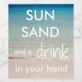 ビーチをテーマにしたワインボトルラベルと引用文 ワインラベル (シングルラベル)